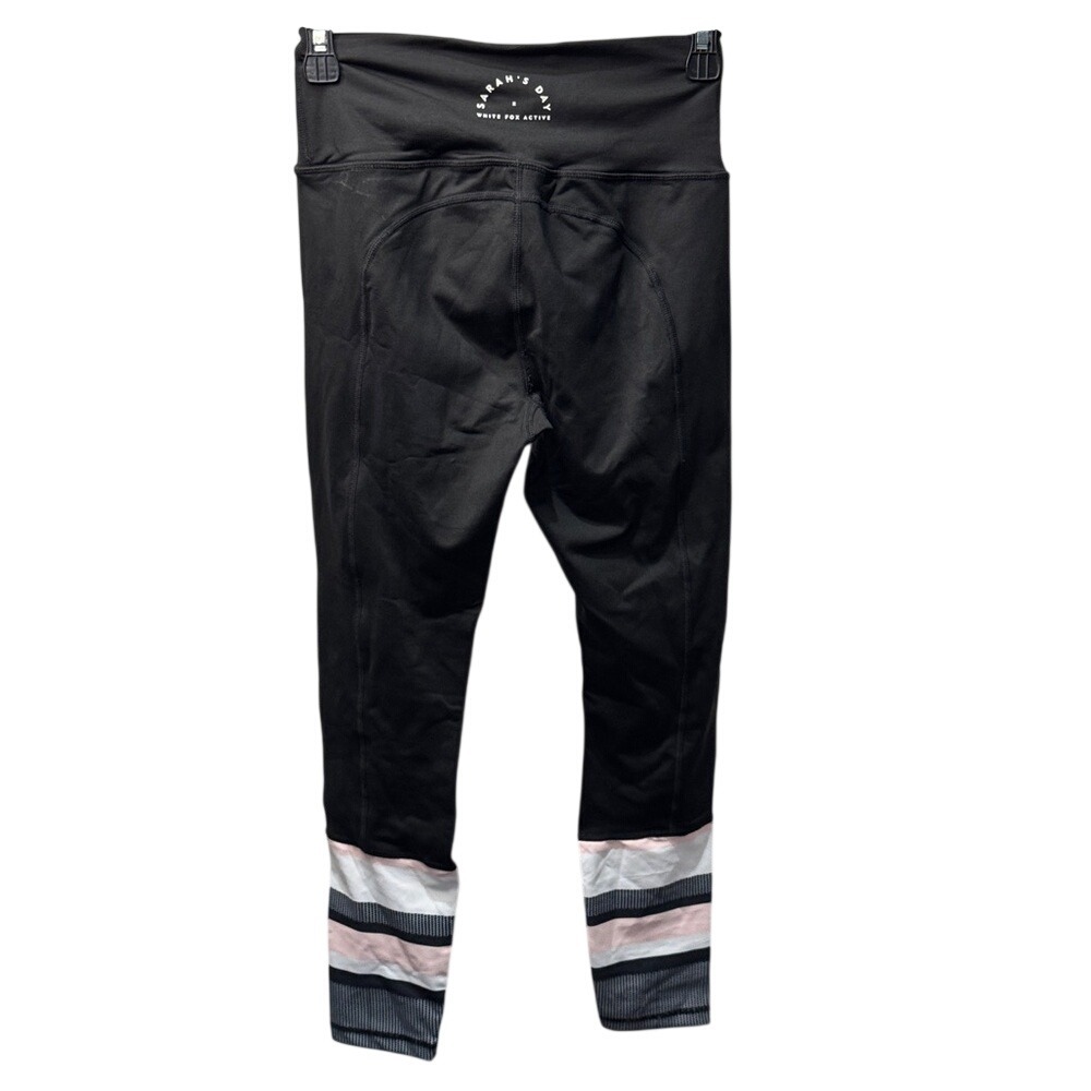 Sarahs Day x White Fox Active Womens Black Striped Leggings Medium High Waist - Picture 2 of 4